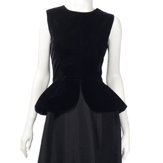 Vintage Couture Givenchy Dress Black Velvet & Taffeta Evening Gown size 10