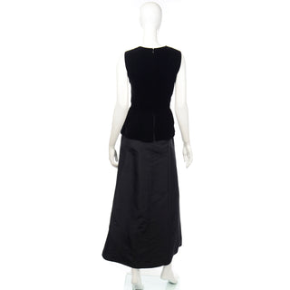 Vintage Couture Givenchy Dress Black Velvet & Taffeta Evening Gown Formal 