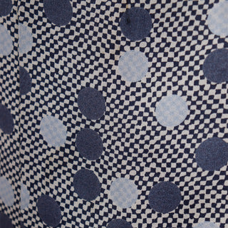 1970s Givenchy Grey Dot Check Silk Long Sleeve Blouse 