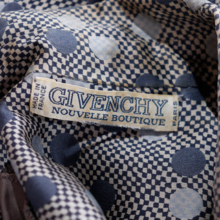 1970s Givenchy Nouvelle Boutique Grey Dot Silk Long Sleeve Blouse