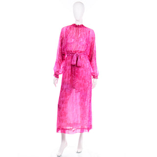 Vintage Givenchy Nouvelle Boutique 1970s Pink Silk Low Back Dress rare