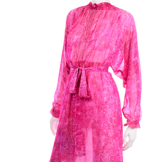 Vintage Givenchy Nouvelle Boutique 1970s Pink Silk Low Back Dress sash 
