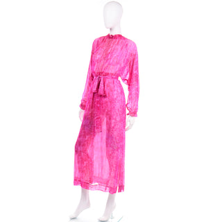 Vintage Givenchy Nouvelle Boutique 1970s Pink Silk Low Back Dress semi sheer