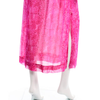 Vintage Givenchy Nouvelle Boutique 1970s Pink Silk Low Back Dress side slit