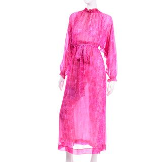 Vintage Givenchy Nouvelle Boutique 1970s Pink Silk Low Back Dress Rare designer dress