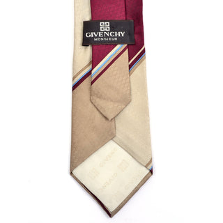 Givenchy vintage men's tan necktie with diagonal stripes and logo tipping