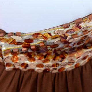 S/S 1996 Givenchy Vintage Brown Silk Halter Dress w Sequins & Beads