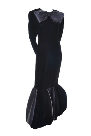 Black Velvet Evening Gown Givenchy Vintage 1980's