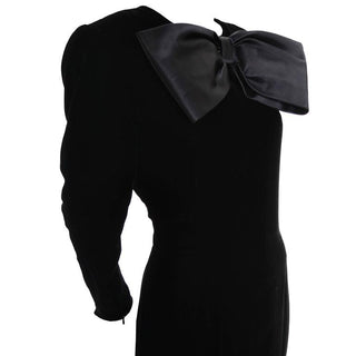 Givenchy Nouvelle Boutique Black Velvet Satin Evening Gown Bow