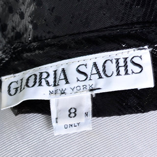 1980s Gloria Sachs New York Black Metallic Tissue Lame Vintage Blouse