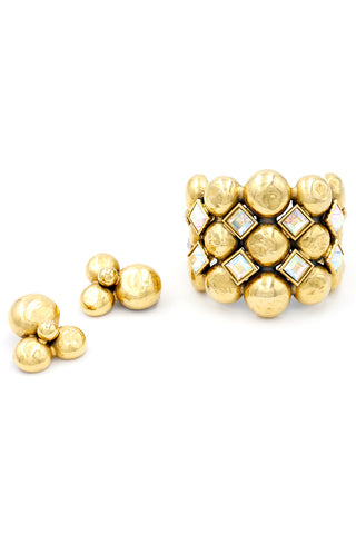 Yves Saint Laurent Gold Plated Bubble Bracelet & Earrings Demi Parure