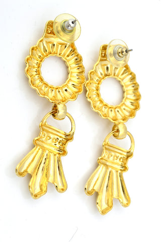 Pierced Vintage Earrings Gold Door Knocker