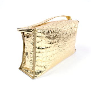 1960s vintage gold alligator embossed bag