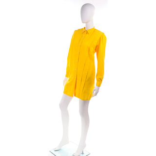 1980s Gottex Yellow Cotton Vintage Shirt Dress