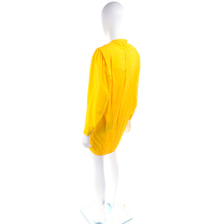 1980s Gottex Button Down Mini Dress in Bright Yellow
