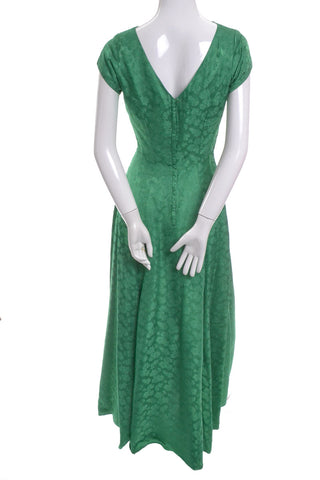 Green Floral Satin 1950's Vintage Dress