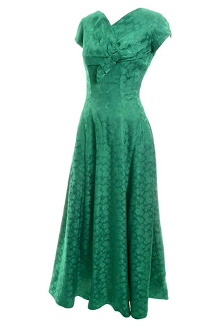 1950's Floral Emerald Green Vintage Dress