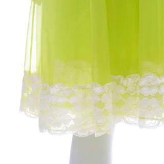 1960's Lime Green Chiffon Babydoll Peignoir Set W Nightgown & Robe