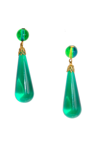 1960s Green & Blue Lucite Teardrop Earrings