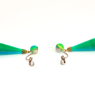1960s Green & Blue Lucite Teardrop Earrings