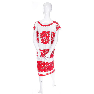 1960s Dress w Hand Embroidered Red Birds
