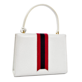White leather vintage Gucci hard handbag satchel
