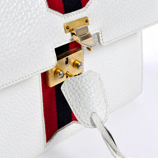 Key lock vintage Gucci handbag white leather