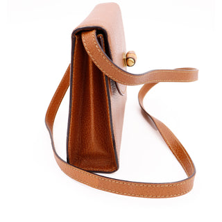 1980s Gucci Caramel Brown Leather Crossbody Shoulder Bag Mint