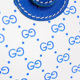 RESERVED // Gucci Handbag Monogram Boston Bag in Bright Blue & White W/ Script Logo