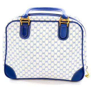 RESERVED // Gucci Handbag Monogram Boston Bag in Bright Blue & White W/ Script Logo