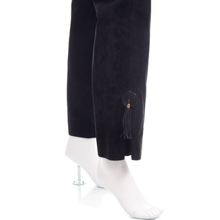 1970s black suede Gucci pants with tassel detail at cuff