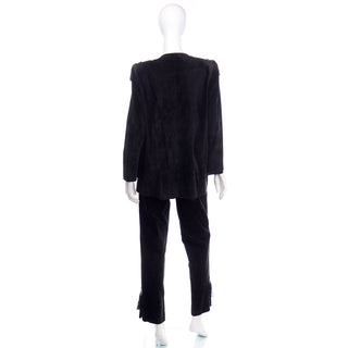 1970s Gucci black suede longline jacket and pants women's size 8