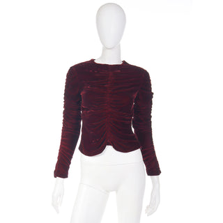 Tom Ford for Gucci Vintage Red Velvet Rouched Top