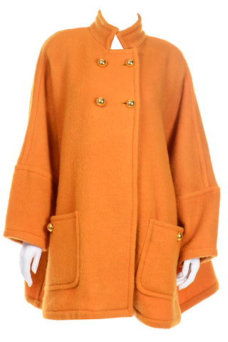 Guy Laroche Orange Mohair Wool Vintage Swing Coat