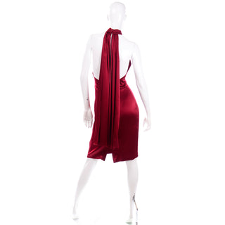 Red silk Guy Laroche evening dress