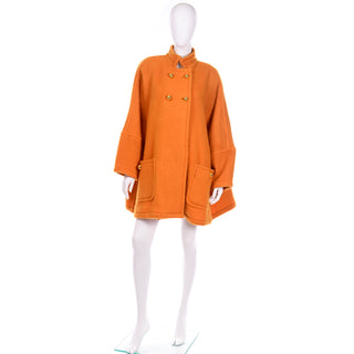 Guy Laroche Orange Mohair Wool Vintage Swing Coat 1980s