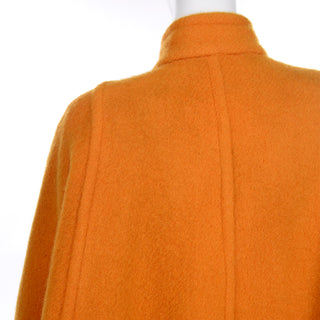 Guy Laroche Orange Mohair Wool Vintage Swing Coat 80s dramatic sleeves