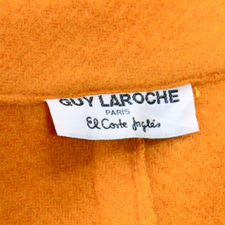 Guy Laroche Paris Orange Mohair Wool Vintage Swing Coat 
