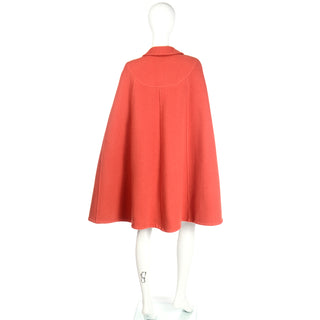Vintage Guy Laroche Orange Wool Diffusion Cape with Tie at the Neck