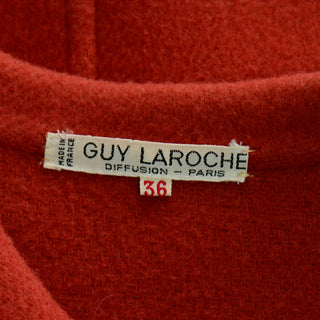 Vintage Guy Laroche Orange Wool Cape with Tie at the Neck size 36