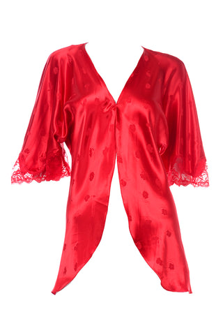 Guy Laroche Red Floral Silk Short Robe