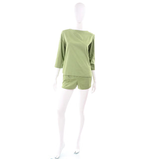 Vintage 1960s H Cosentino of Capri Green Cotton Shorts & Tunic Outfit