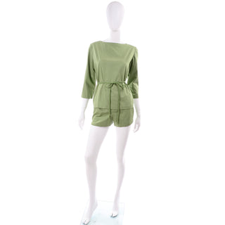 1960s H Cosentino of Capri Green Cotton Shorts & Tunic
