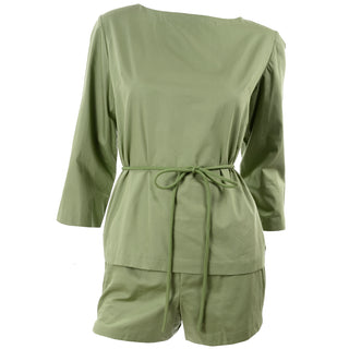 Italian 1960s H Cosentino of Capri Green Cotton Shorts & Tunic Outfit