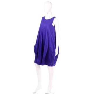 Purple Cotton Sleeveless Origami Balloon Hache Dress 