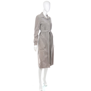 1970s Halston Vintage Grey Ultrasuede Coat Dress with Belt and Buttons 