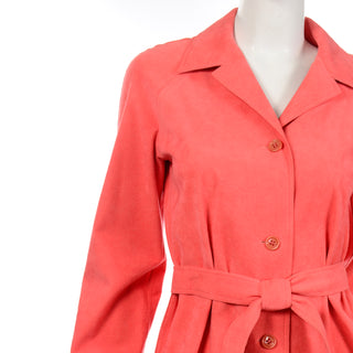 Vintage Halston 1970s Ultrasuede Salmon Orange Coat or Dress 70s purchased at Martha's