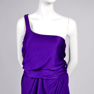 Purple Jersey Halston Dress One Shoulder