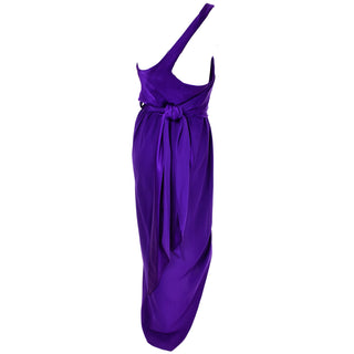 Purple Halston Vintage Dress One Shoulder Gown
