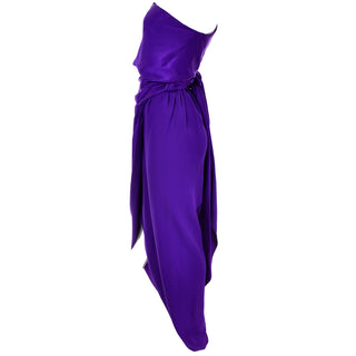 Halston Vintage Dress One Shoulder Purple